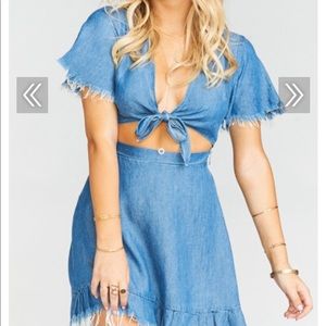 MELANIE RUFFLE DRESS ~ DARK CHAMBRAY -Sm